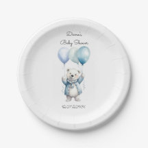 Cute Polar Bear Baby Shower Paper Plates