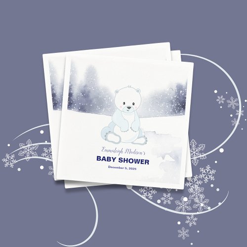 Cute Polar Bear Baby Shower Party Napkins