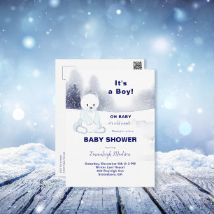 Cute Polar Bear Baby Shower Postcard