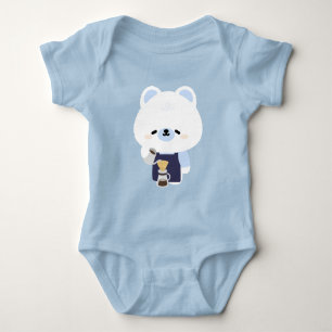 Cute Polar Bear Barista Baby Bodysuit