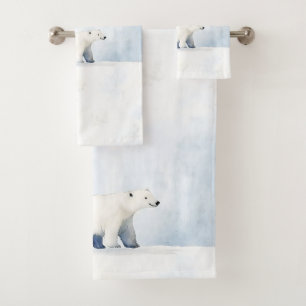 Cute polar bear bath towel set