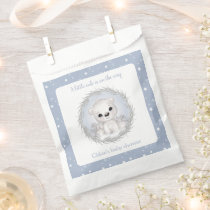Cute Polar Bear Blue Winter Boy Baby Shower Favor Bag