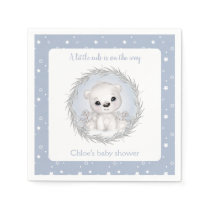 Cute Polar Bear Blue Winter Boy Baby Shower Napkins