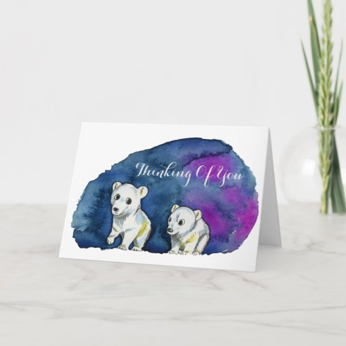 Cute Polar Bear Brothers  Thinking of You Card