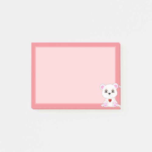 Cute Polar Bear Cartoon on Light Pink Post_it Notes