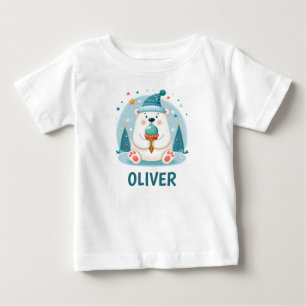 Cute Polar Bear Chillin' with Ice Cream Baby T-Shirt
