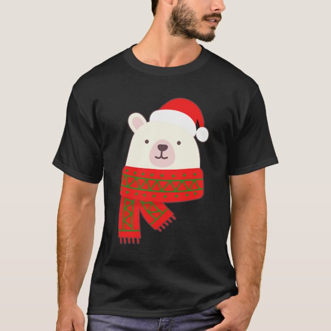 Cute Polar Bear Christmas Beary Christmas Gift T-Shirt (Front)