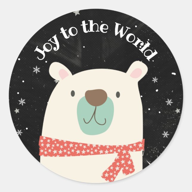 Cute Polar Bear Christmas Classic Round Sticker (Front)