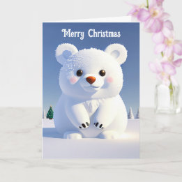 Cute Polar Bear Christmas Festive Holiday Card