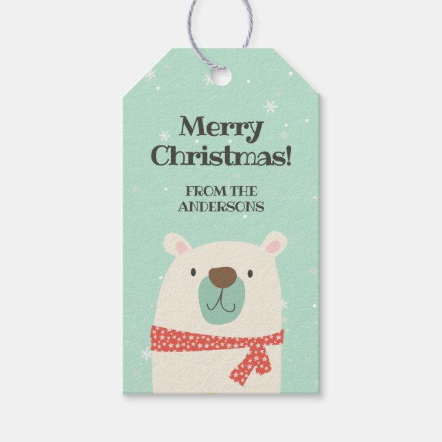 Cute Polar Bear Christmas Gift Tags (Front)