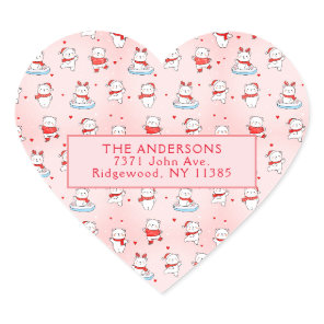 Cute Polar Bear Christmas Heart Sticker