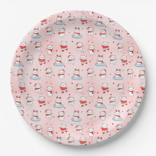 Cute Polar Bear Christmas Seamless Pattern Paper Plates