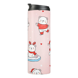 Cute Polar Bear Christmas Seamless Pattern Thermal Tumbler