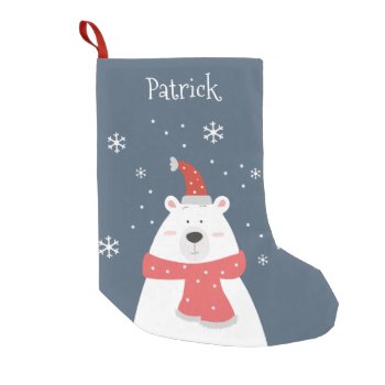 Cute Polar Bear Christmas Stocking by OS_Designs at Zazzle