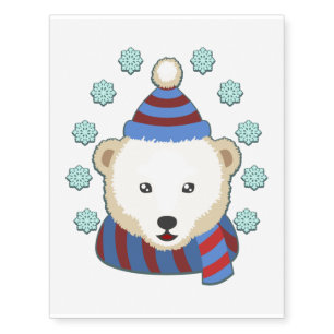 Cute Polar Bear Christmas Winter Season Gift Temporary Tattoos