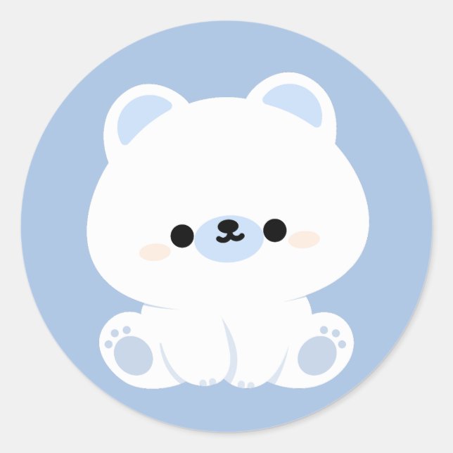 Cute Polar Bear Classic Round Sticker (Front)