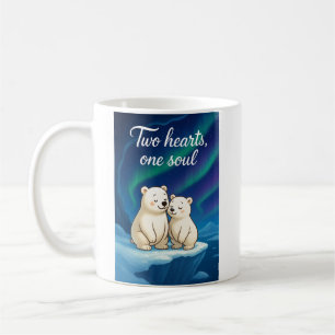Cute Polar Bear Couple under Northern Lights – Rom Coffee Mug