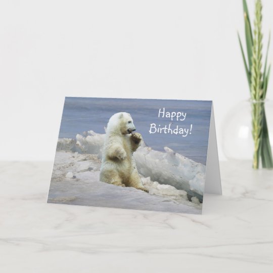 Cute Polar Bear Cub & Arctic Ice Birthday Card | Zazzle.com