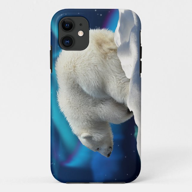 Cute Polar Bear Cub & Aurora iPhone 5 Case (Back)