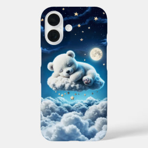 Cute Polar bear cub beauty fluffy clouds iPhone 16 Case