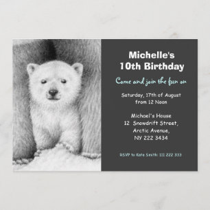 Cute Polar Bear & Cub Birthday Party Invitation
