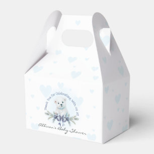 Cute Polar Bear Cub Blue Boy Winter Baby Shower Favor Boxes