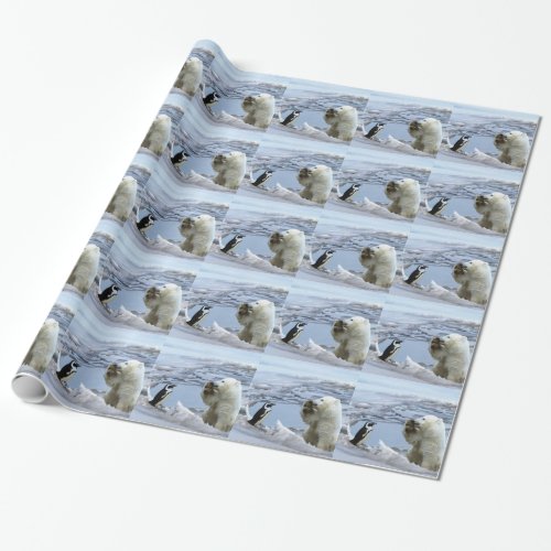 Cute Polar Bear Cub  Penguin Wrapping Paper