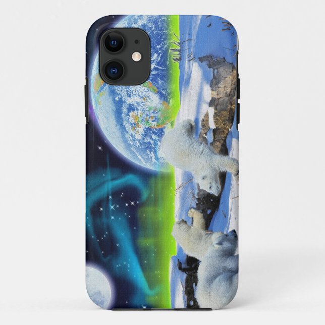 Cute Polar Bear Cubs & Aurora iPhone 5 Case (Back)