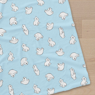 Cute Polar Bear Cubs Blue Baby Kids Fleece Blanket