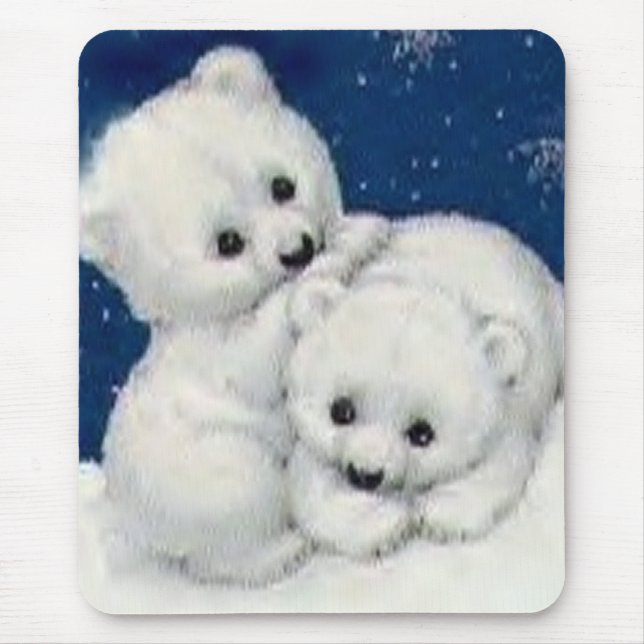 Cute Polar Bear Cubs Mouse Pad (Front)