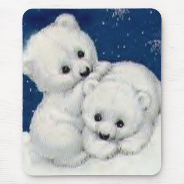 Cute Polar Bear Cubs Mouse Pad (Front)