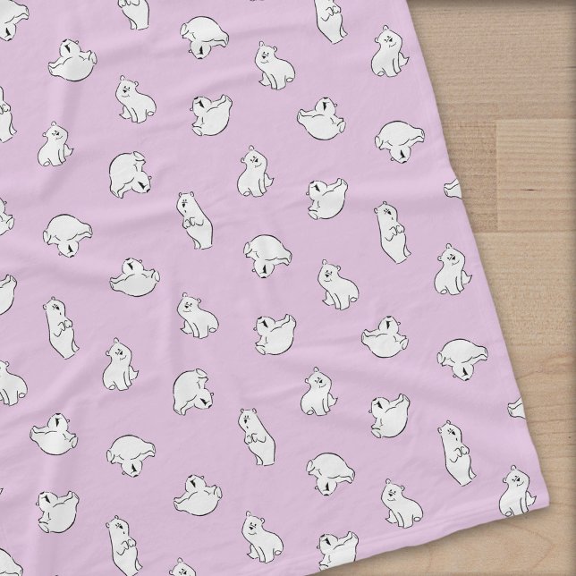 Cute Polar Bear Cubs Pink Baby Kids Fleece Blanket (Creator Uploaded)