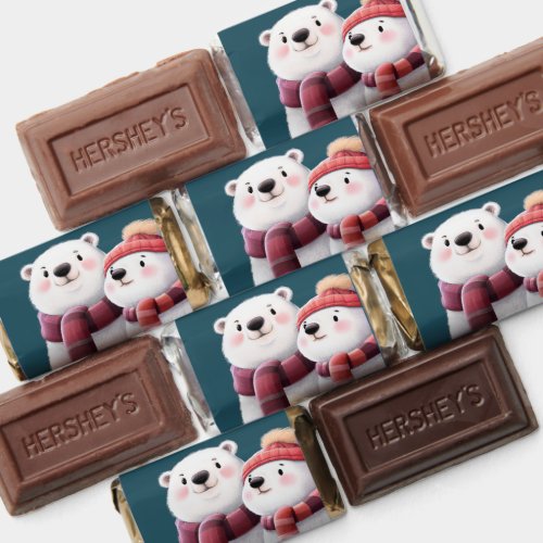 Cute Polar Bear Cubs Wearing Scarves Christmas Hersheys Miniatures