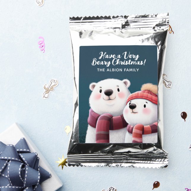 Cute Polar Bear Cubs Wearing Scarves Coffee Drink Mix (Packets)
