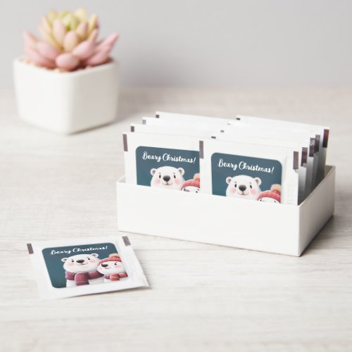 Cute Polar Bear Cubs Wearing Scarves Hand Sanitizer Packet