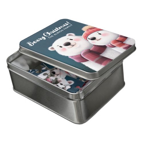 Cute Polar Bear Cubs Wearing Scarves Jigsaw Puzzle