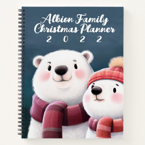 Cute Polar Bear Cubs Wearing Scarves Notebook