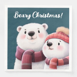 Cute Polar Bear Cubs Wearing Scarves