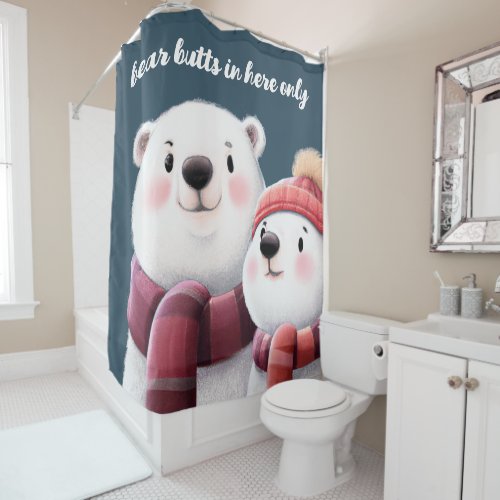 Cute Polar Bear Cubs Wearing Scarves Shower Curtain