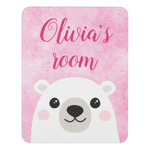 Cute polar bear custom name room door sign