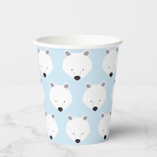 Cute Polar Bear Face Pattern Animal Paper Cups