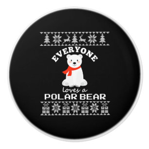 Cute Polar Bear Family Animal Lover Christmas Ceramic Knob