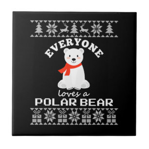 Cute Polar Bear Family Animal Lover Christmas Ceramic Tile