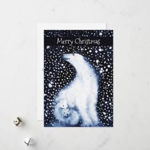 Cute Polar Bear Family Snowy Winter Christmas Holiday Card