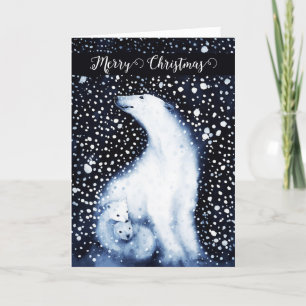 Cute Polar Bear Family Snowy Winter Christmas Holiday Card
