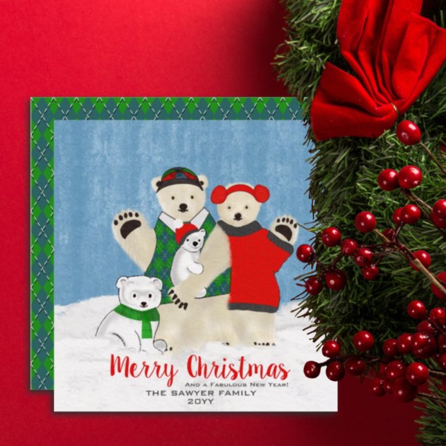 Cute Polar Bear Family Waving Merry Christmas (Creator Uploaded)
