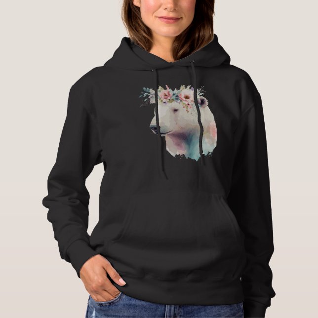 Cute Polar Bear Flower Crown Animal Hoodie (Front)