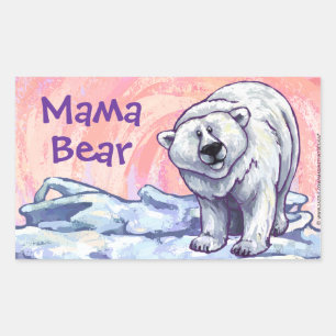 Cute Polar Bear for Mom Rectangular Sticker