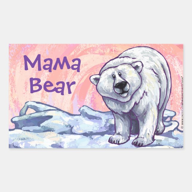 Cute Polar Bear for Mom Rectangular Sticker (Front)