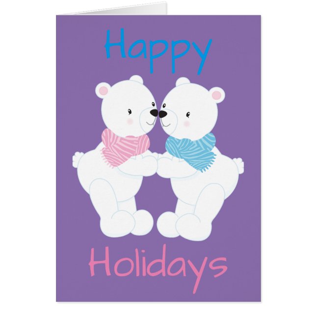 Cute Polar Bear Happy Holidays Cards (Front)